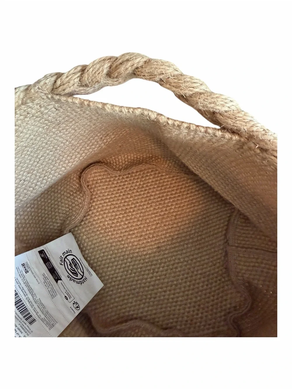 IKEA Mavinn Handmade Basket 10.25x9.75x9.75 Tan Woven Braided Polyester Flexible